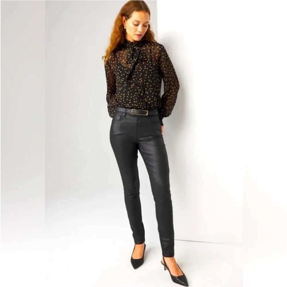 Banana Republic Toothpick Ankle High Rise Slim Coated Jeans Black Size 26/2  EUC